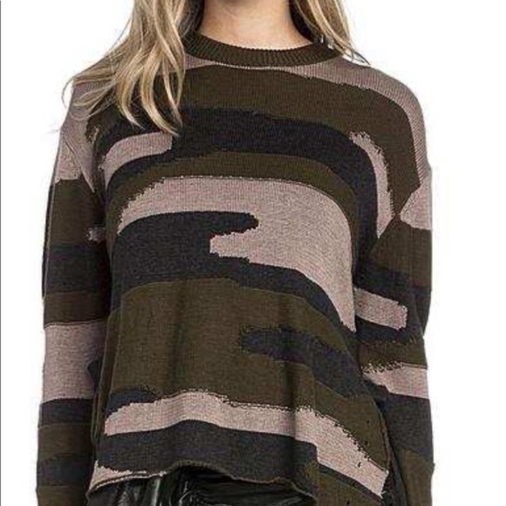 Dance & Marvel Lace Up Camouflage Sweater